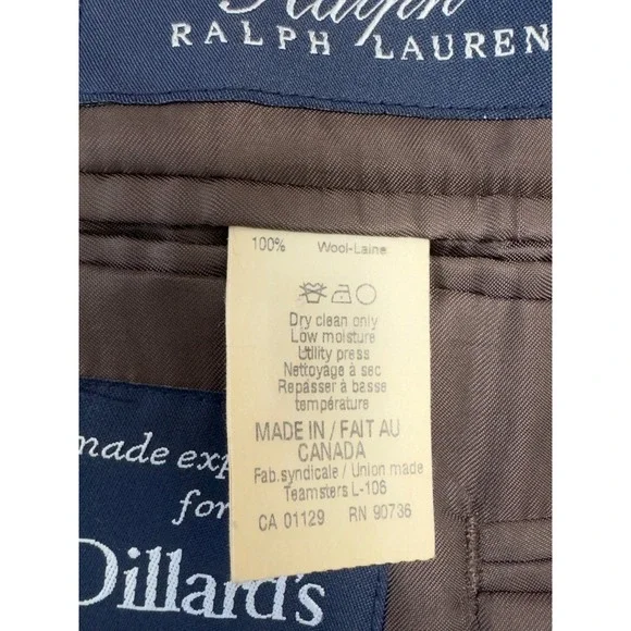 Ralph Lauren Mens Wool Plaid Blazer Sport Coat‎ Gray Brown